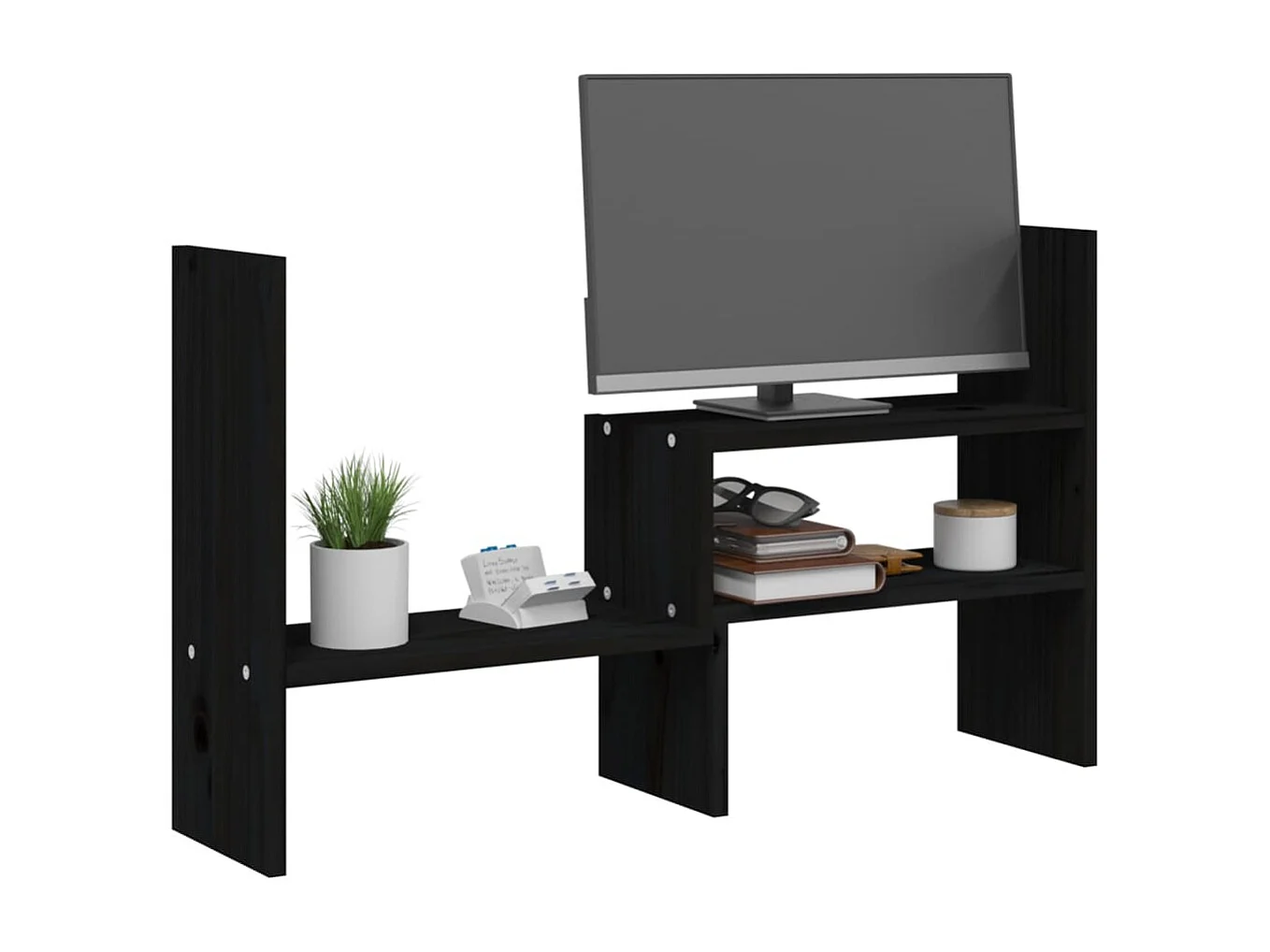 Support pour moniteur Noir (39-72)x17x43 cm Bois de pin solide