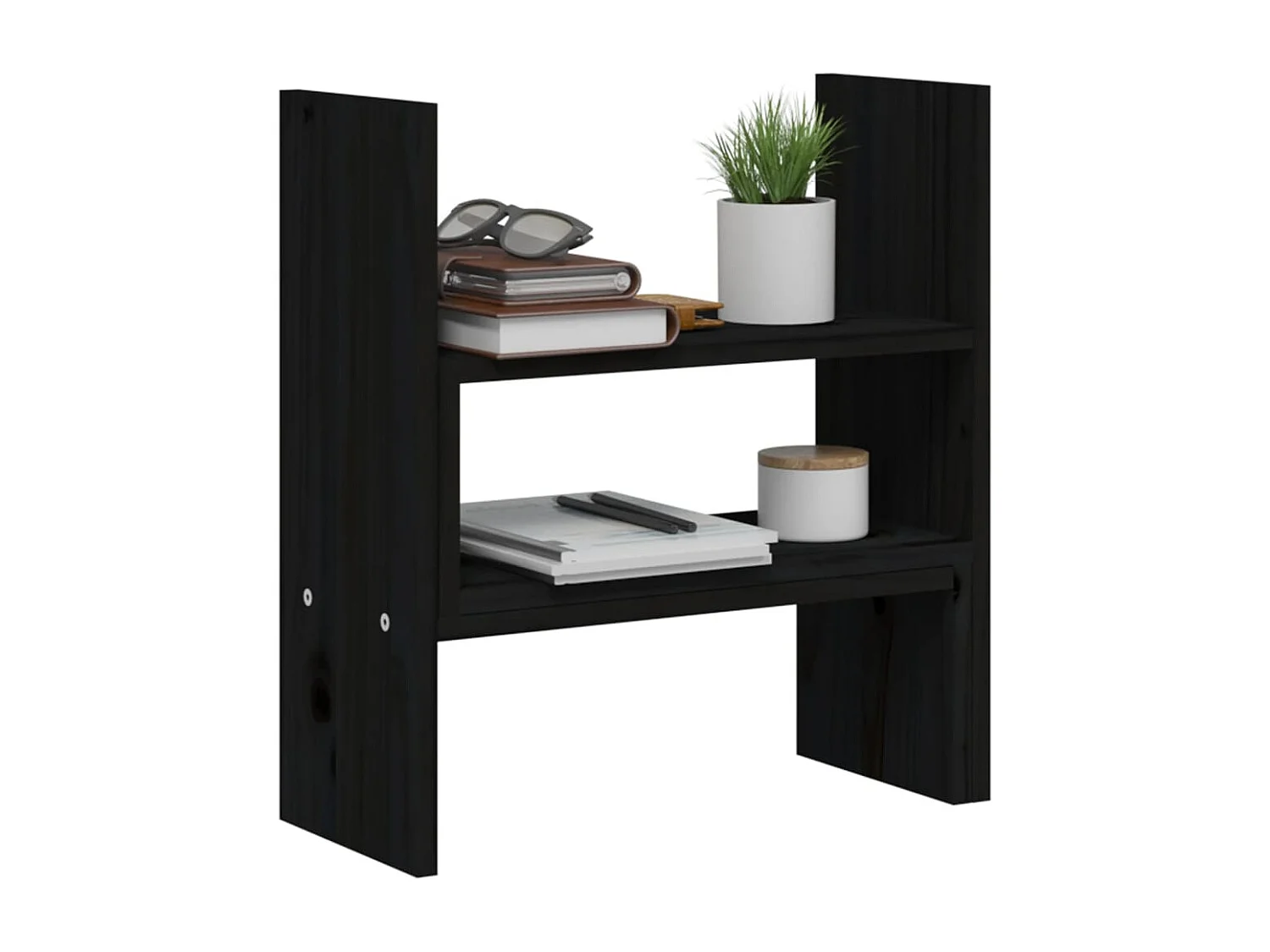 Support pour moniteur Noir (39-72)x17x43 cm Bois de pin solide