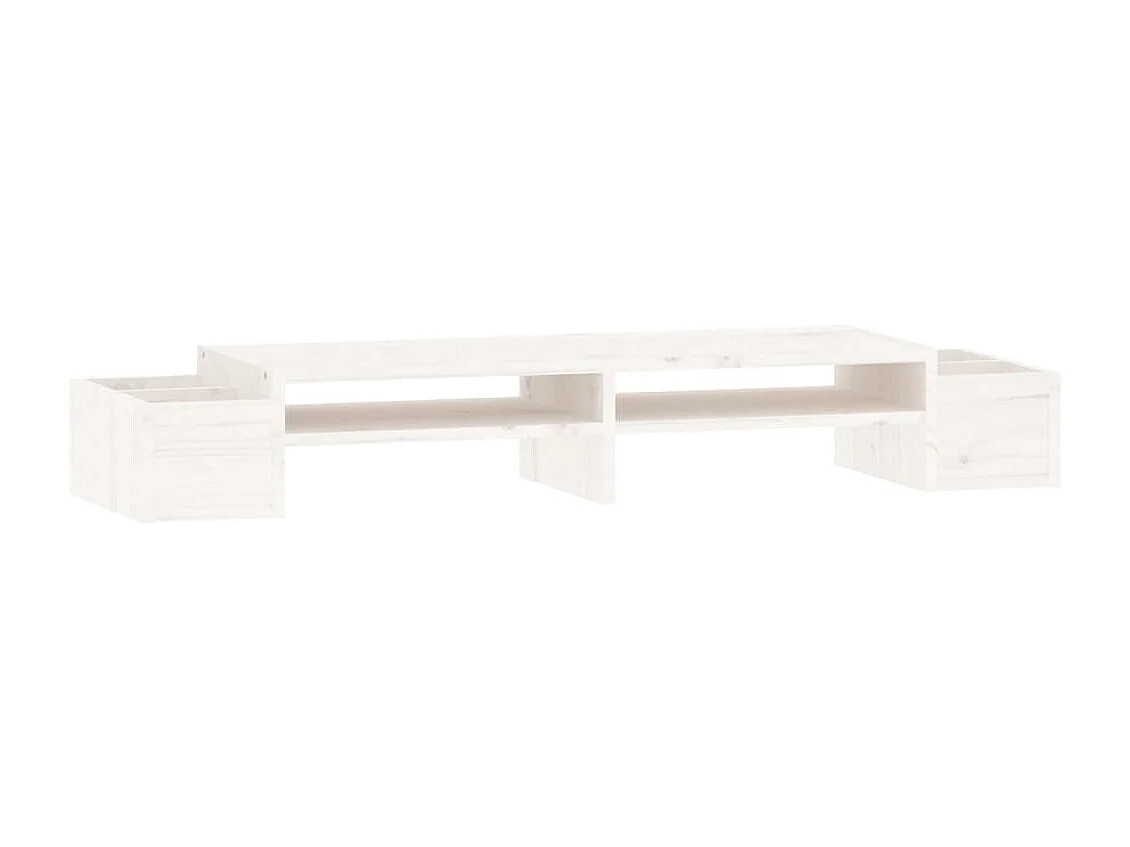 Soporte para monitor Blanco 100x27,5x15 cm Madera maciza de pino