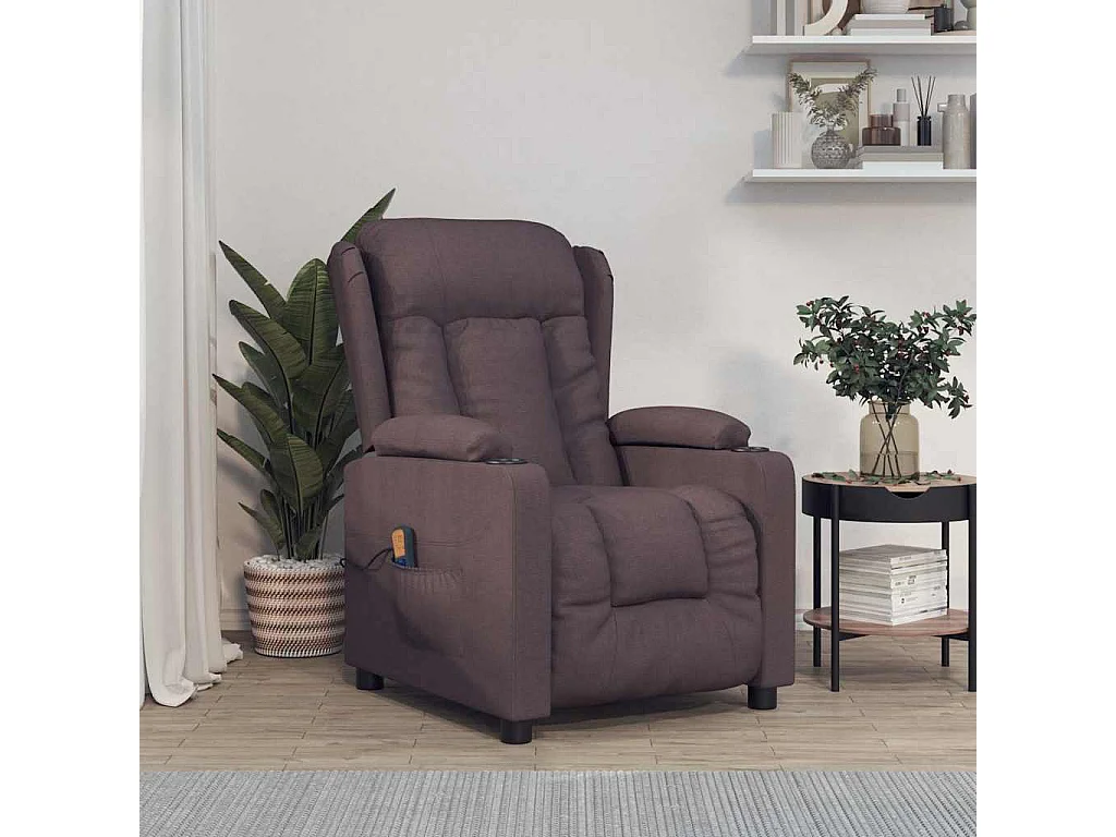 Sillón de masaje Tela marrón oscuro
