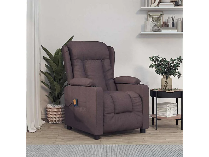 Sillón de masaje Tela marrón oscuro