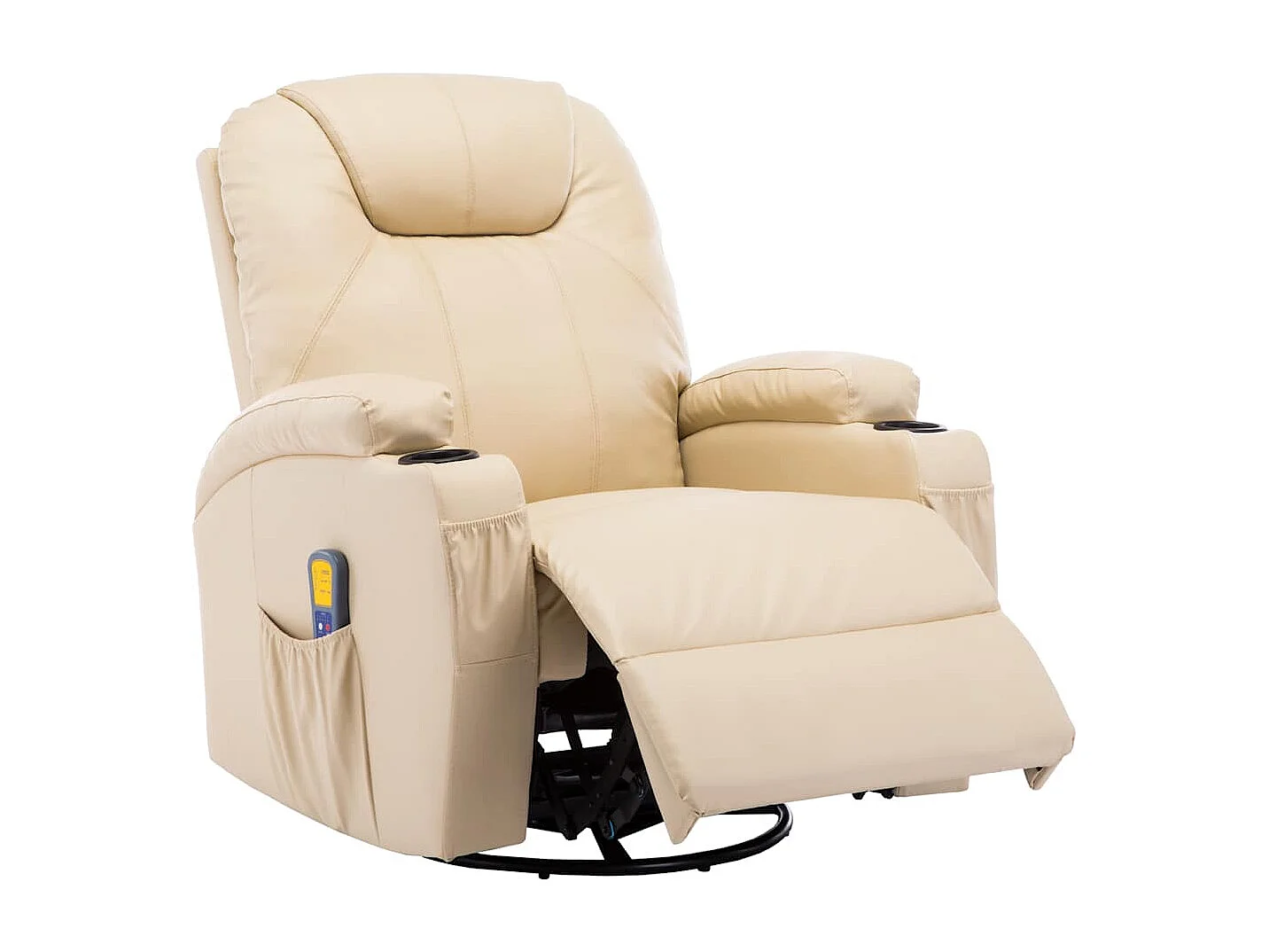 Sedia a dondolo massaggiante in similpelle color crema