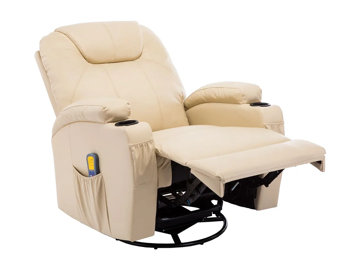 Sedia a dondolo massaggiante in similpelle color crema