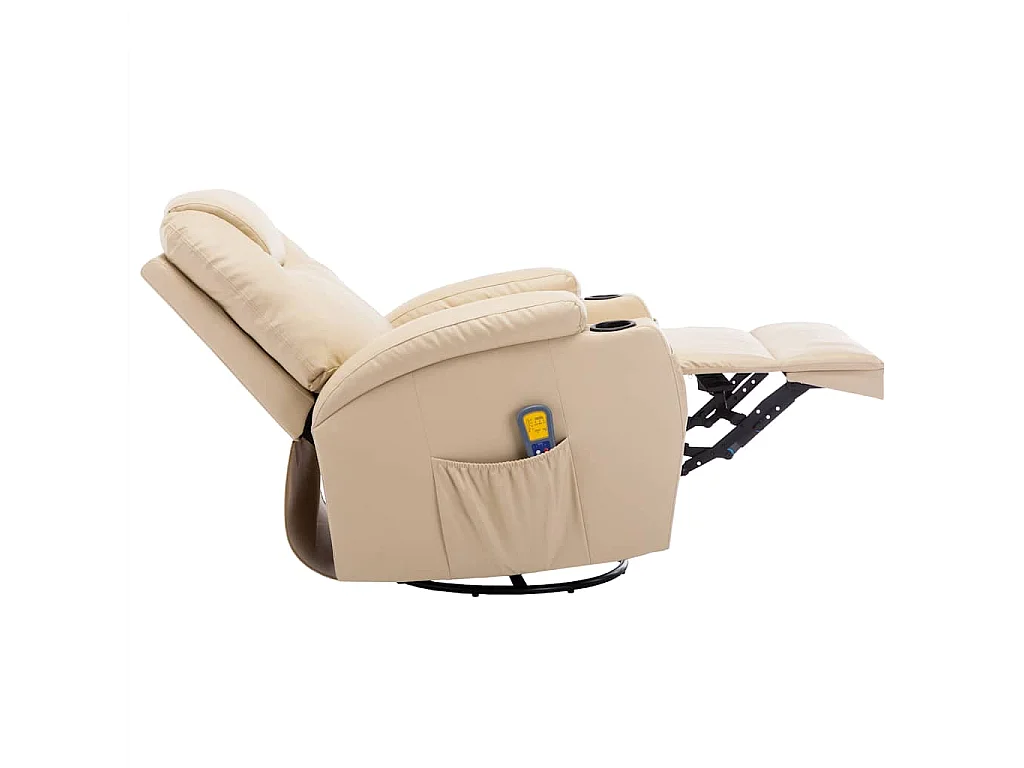 Sedia a dondolo massaggiante in similpelle color crema