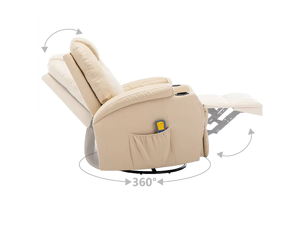 Sedia a dondolo massaggiante in similpelle color crema