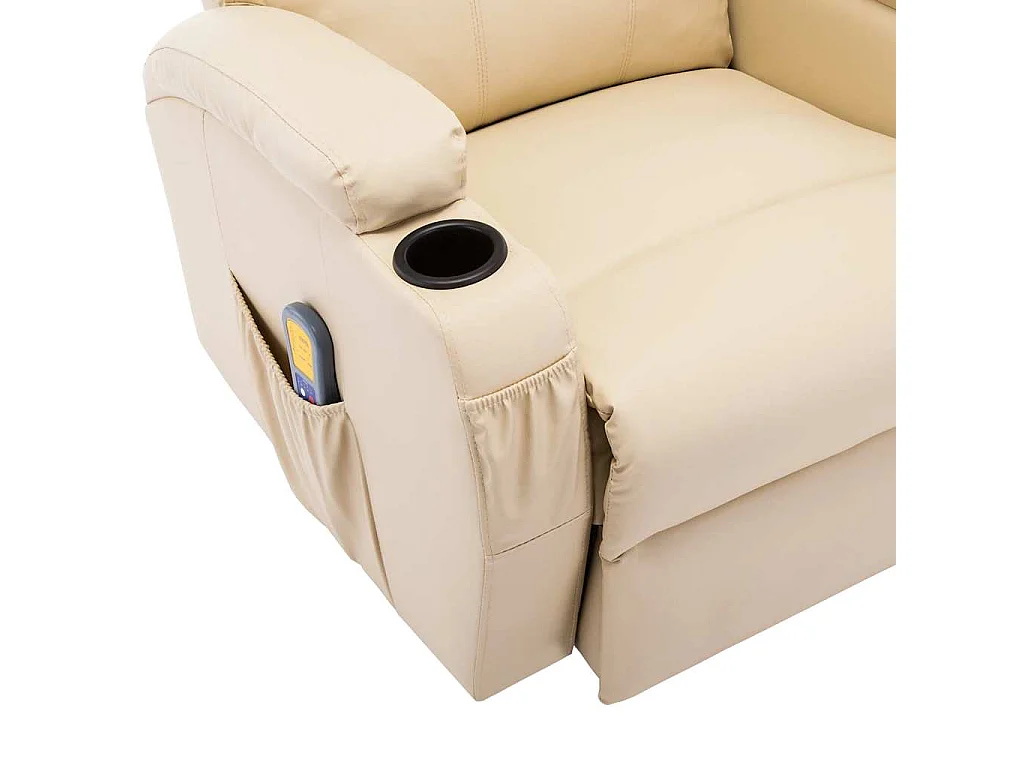 Sedia a dondolo massaggiante in similpelle color crema