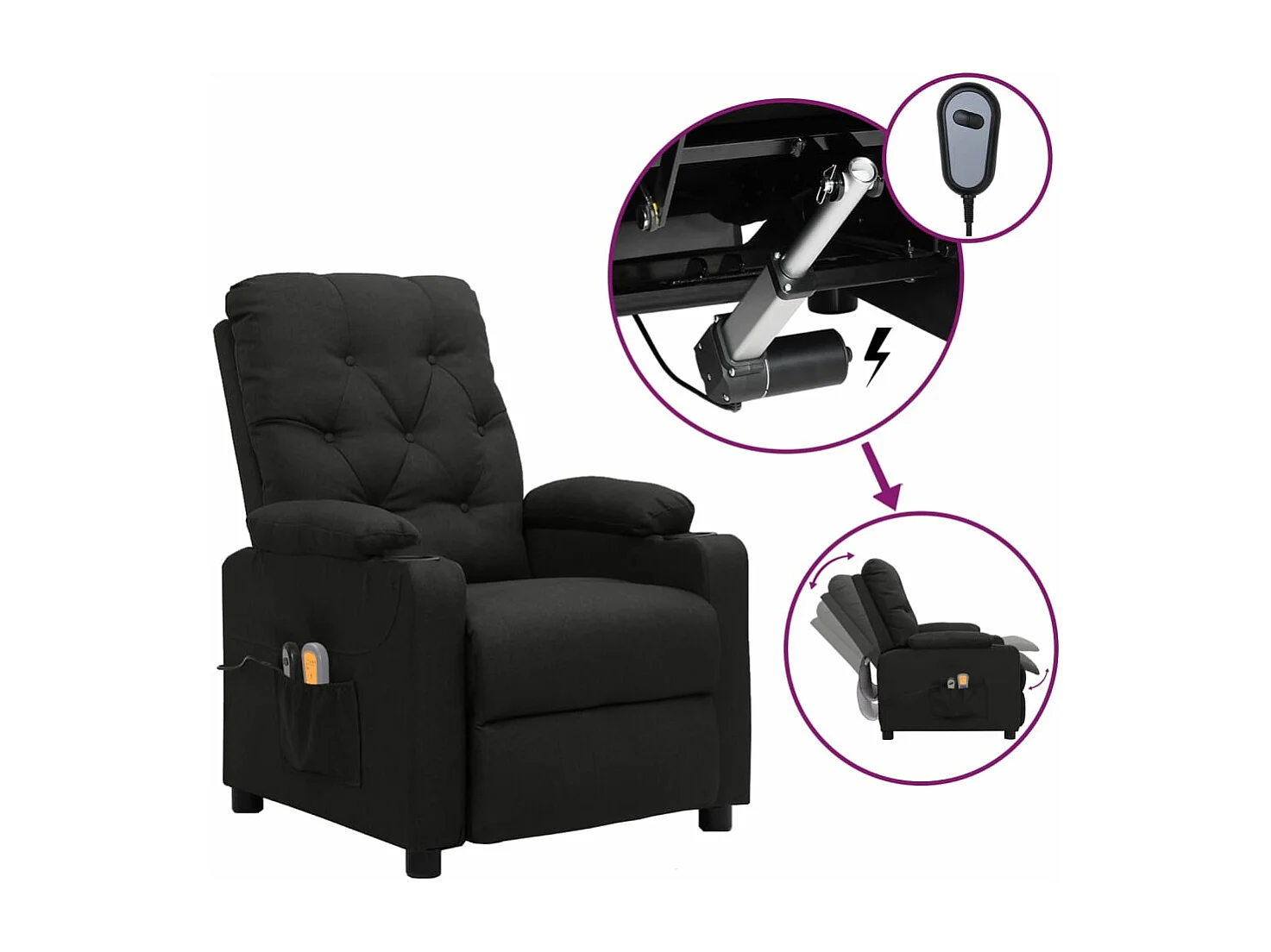 Sillón de masaje eléctrico Tela negra