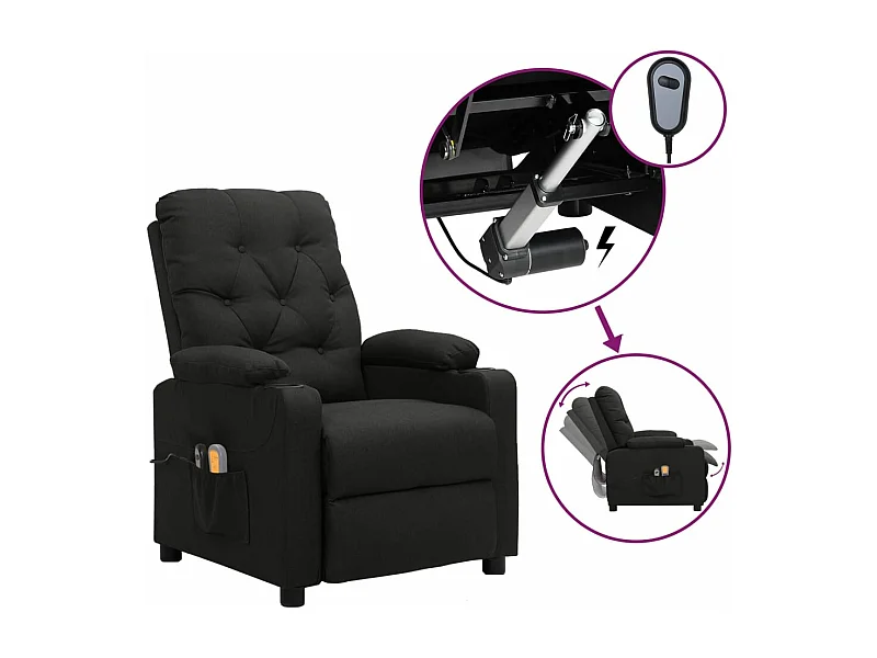 Sillón de masaje eléctrico Tela negra
