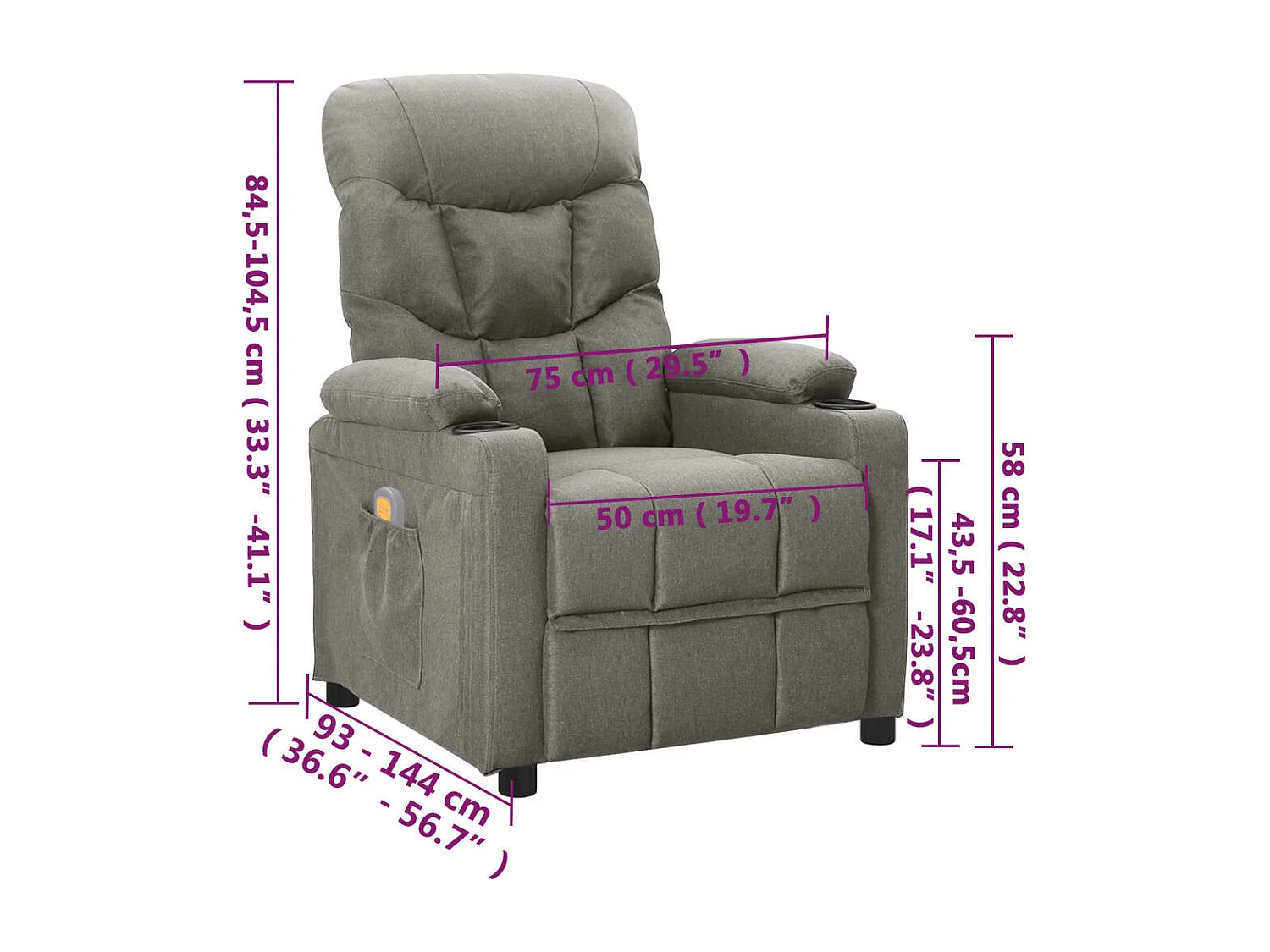Fauteuil de massage Gris clair Tissu