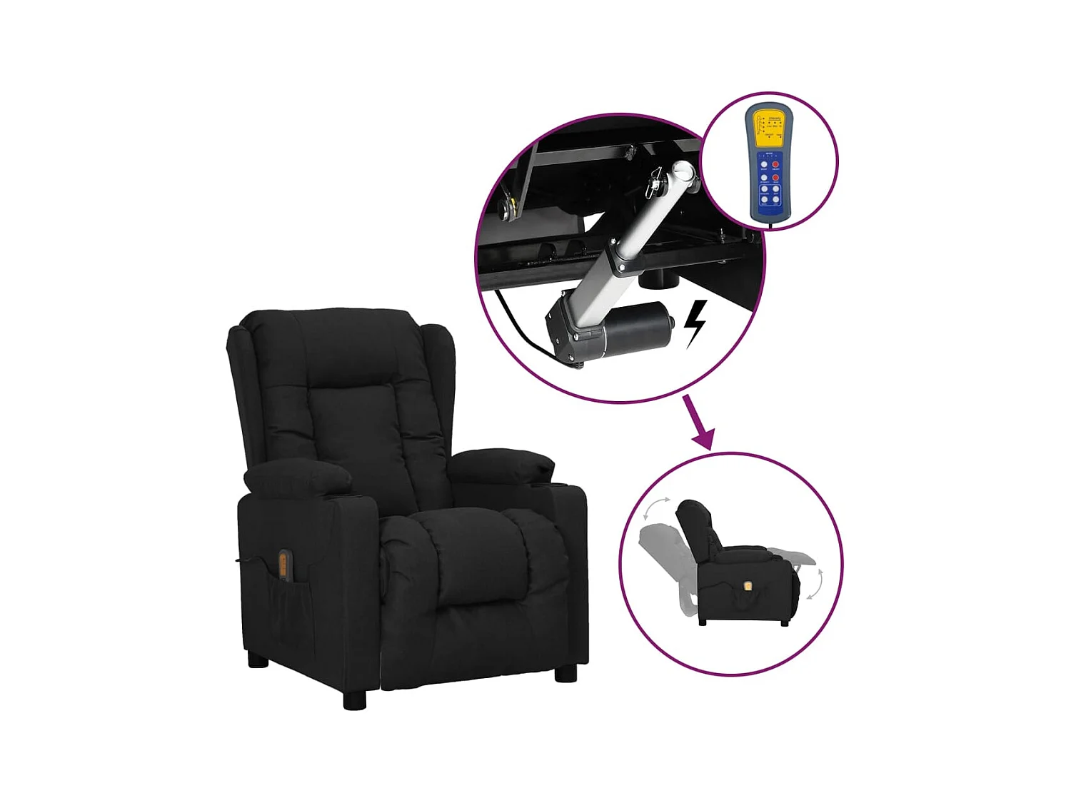Fauteuil de massage Noir Tissu