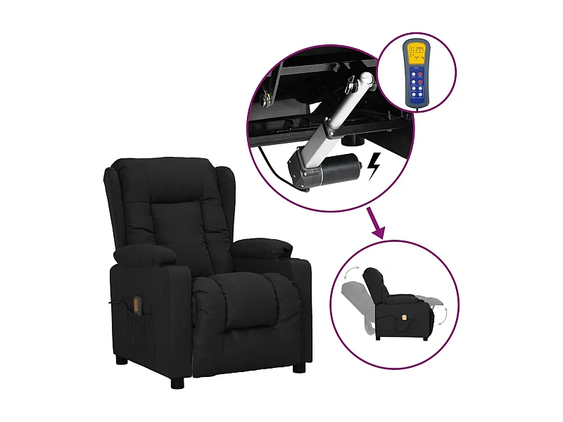 Fauteuil de massage Noir Tissu