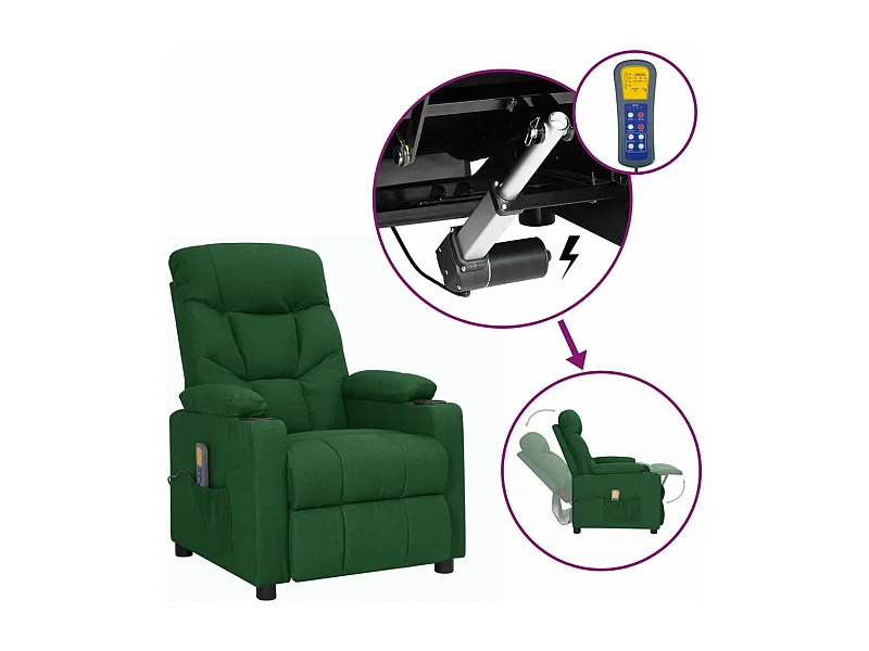 Sillón de masaje Tela verde oscuro