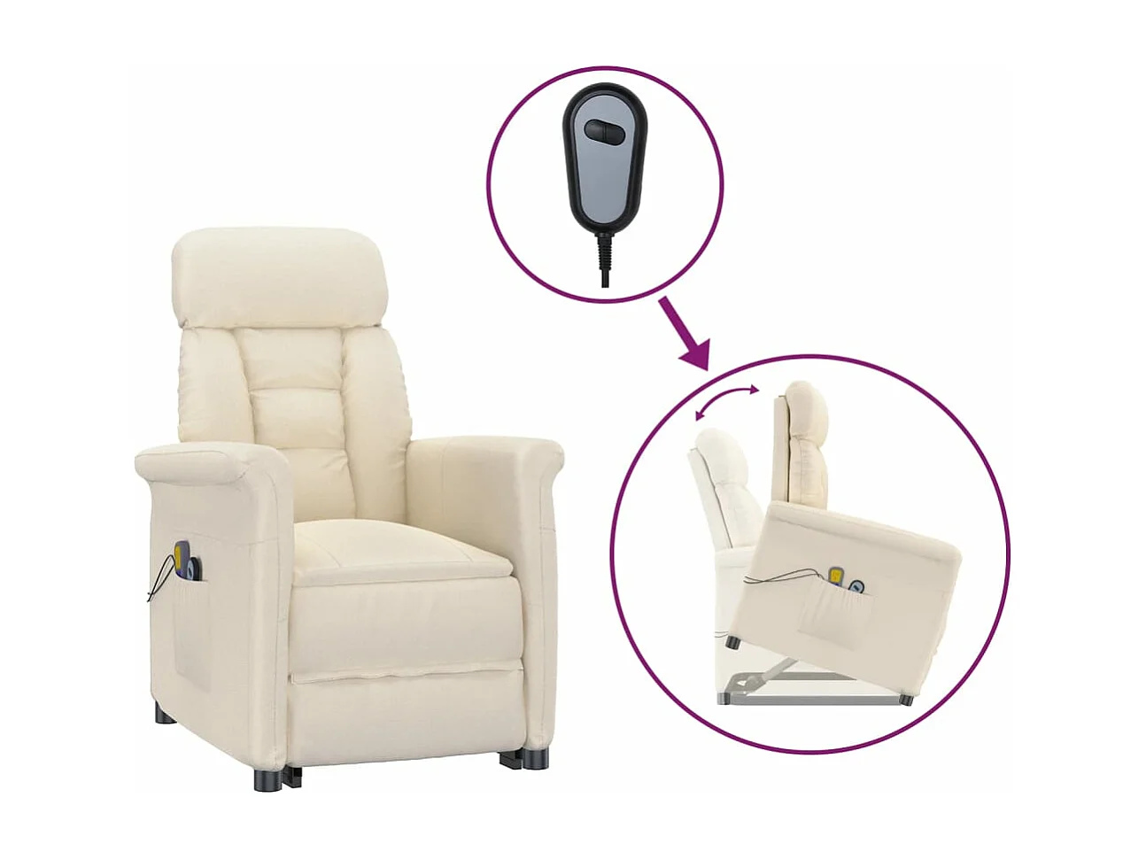 Cadeira de massagem elétrica microfibra bege