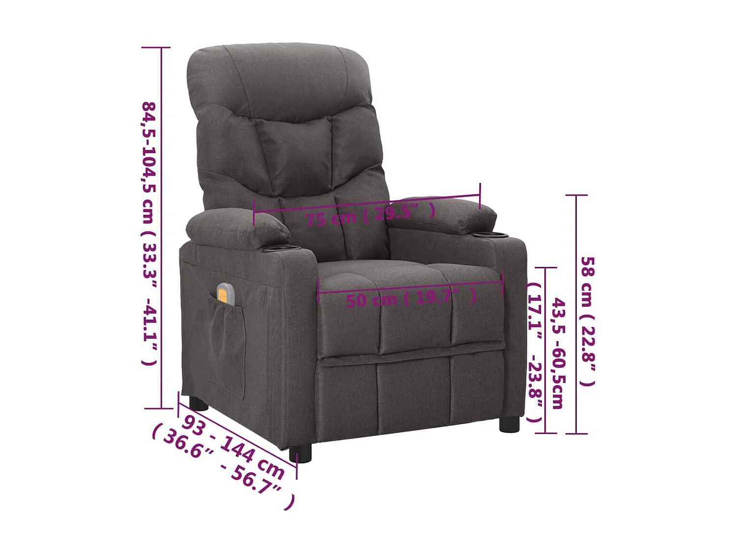 Fauteuil de massage Gris foncé Tissu