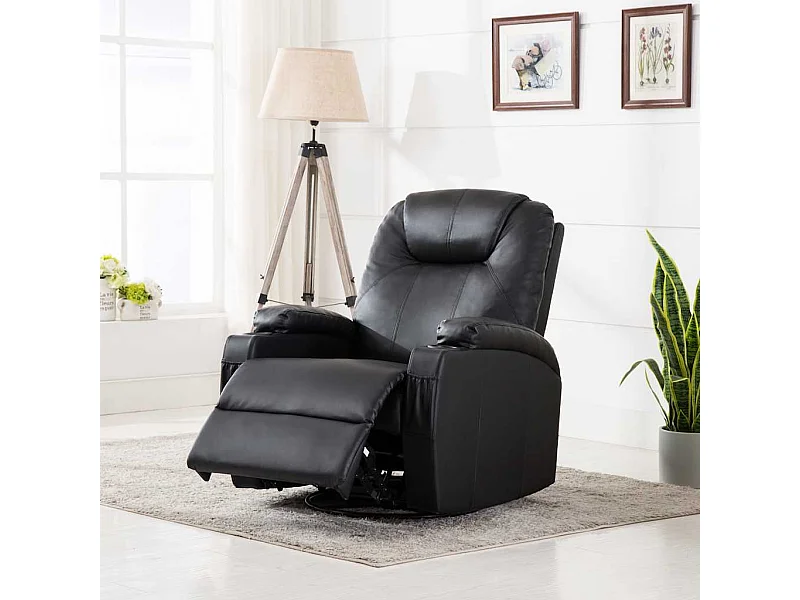 Fauteuil à bascule de massage Noir Similicuir