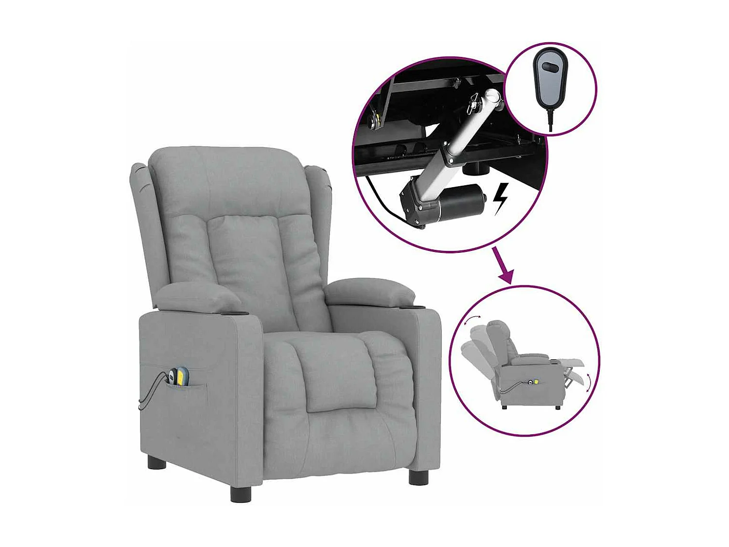 Sillón de masaje eléctrico Tela gris claro