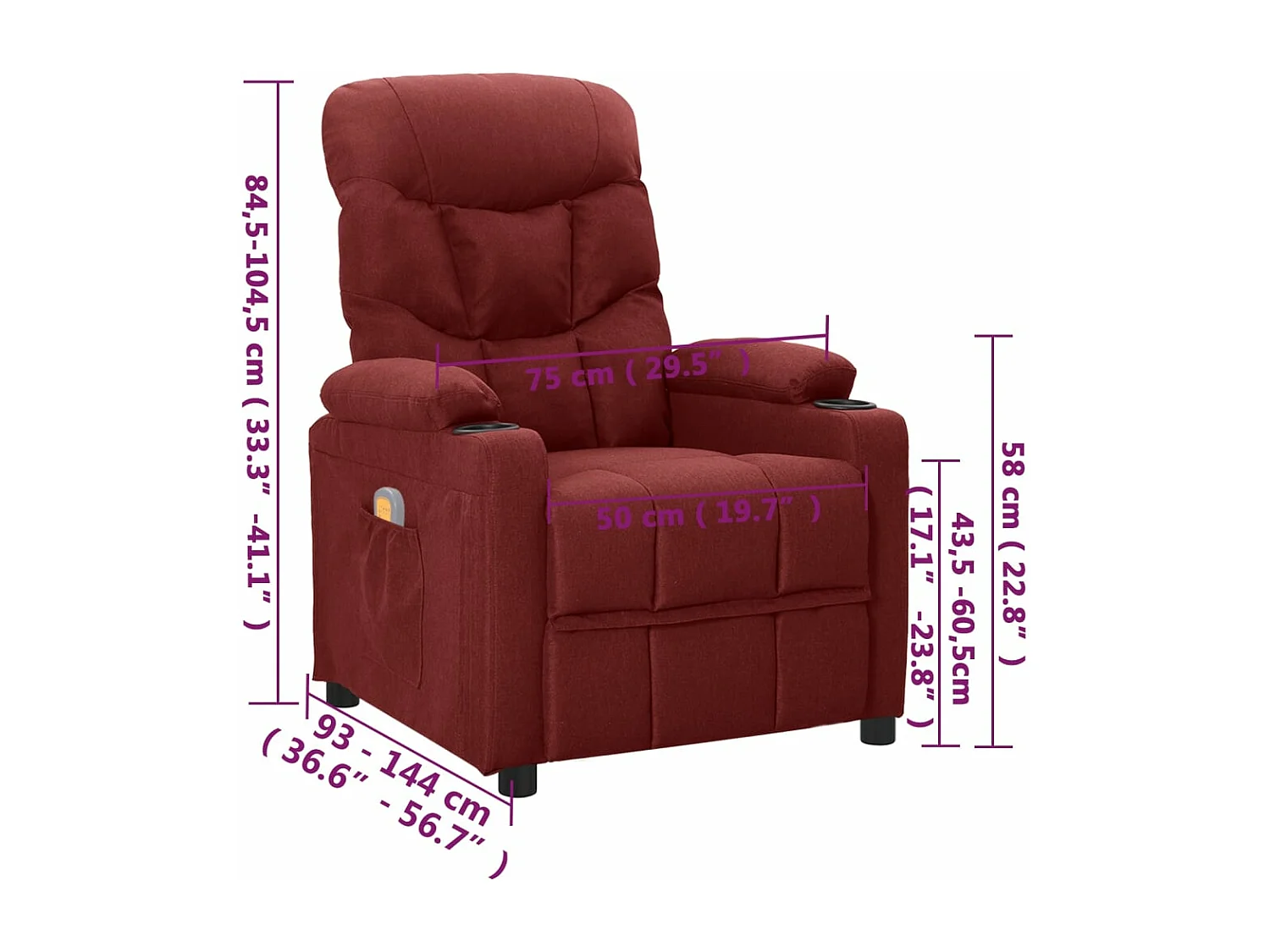 Sillón de masaje Tejido rojo burdeos