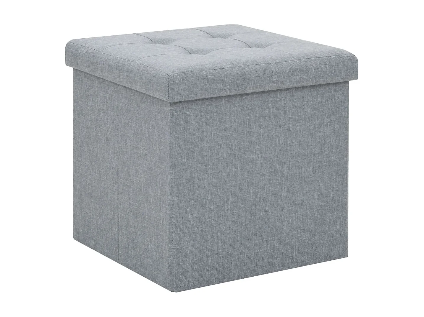 Klappbare Aufbewahrungshocker im 2er-Set aus hellgrauem Kunstleinen