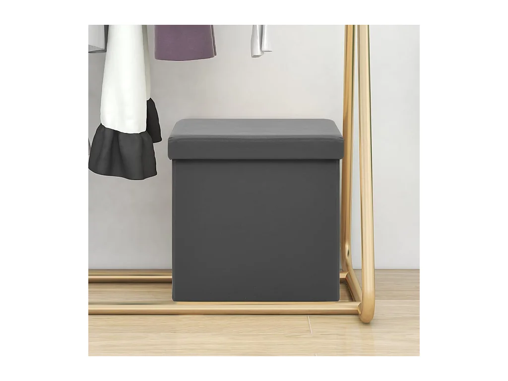 Tabouret de rangement pliable Gris PVC