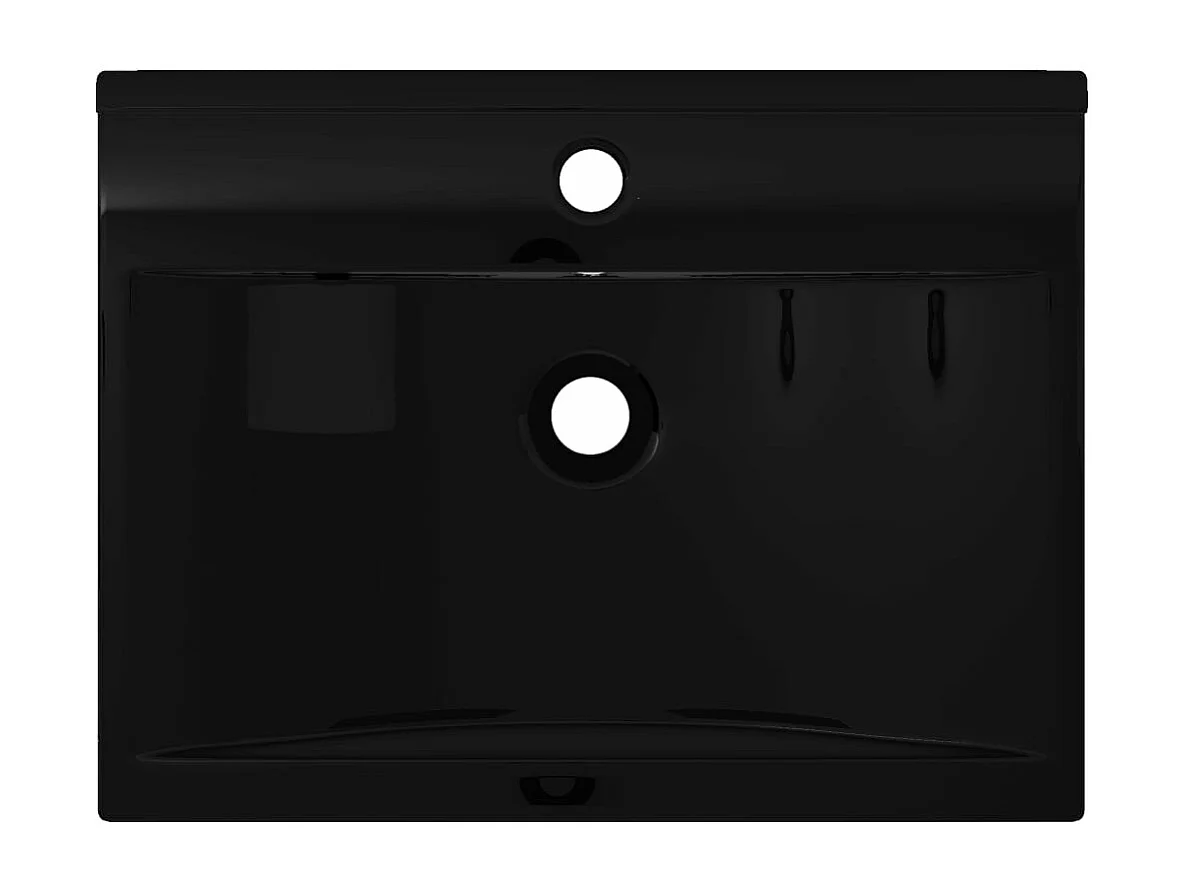 Vasque à poser en céramique noir perçage pour la robinetterie 60x46cm