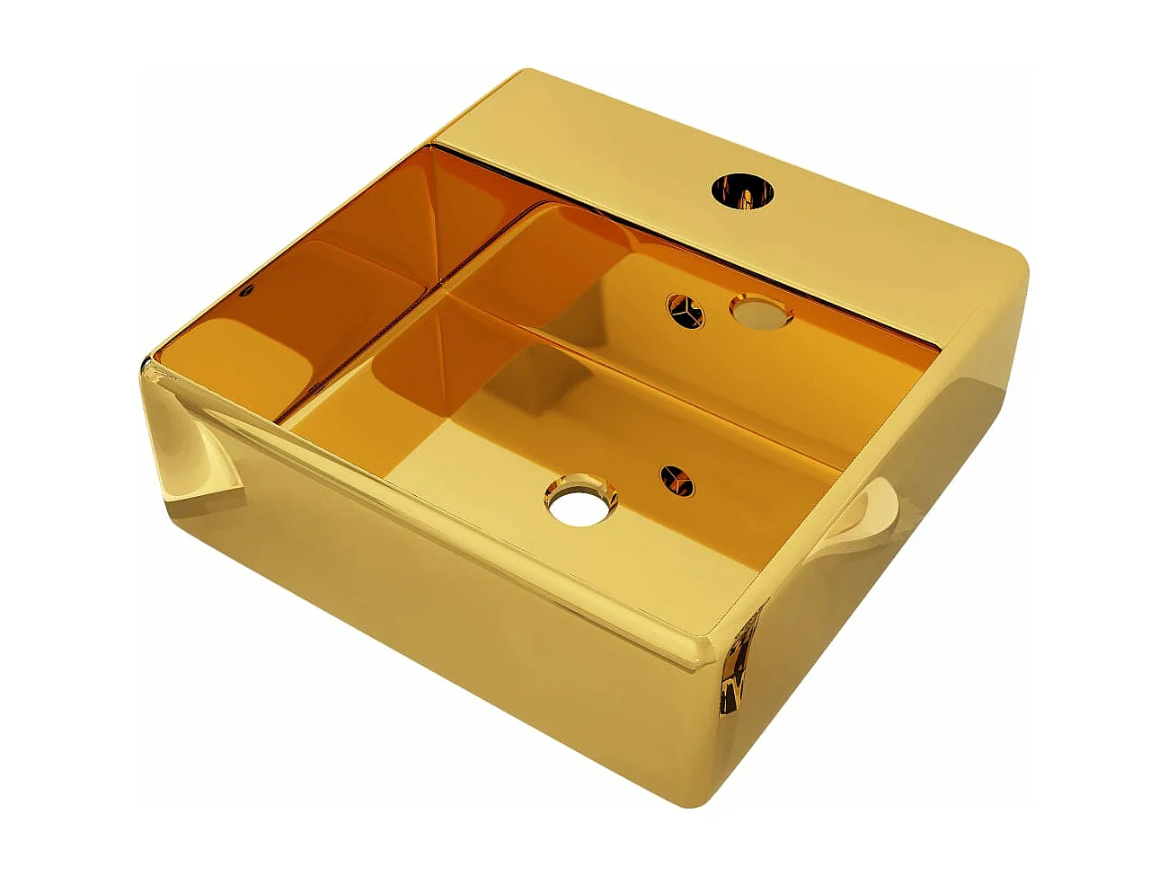 Wastafel met overloop 41 x 41 x 15 cm Keramiek Goud