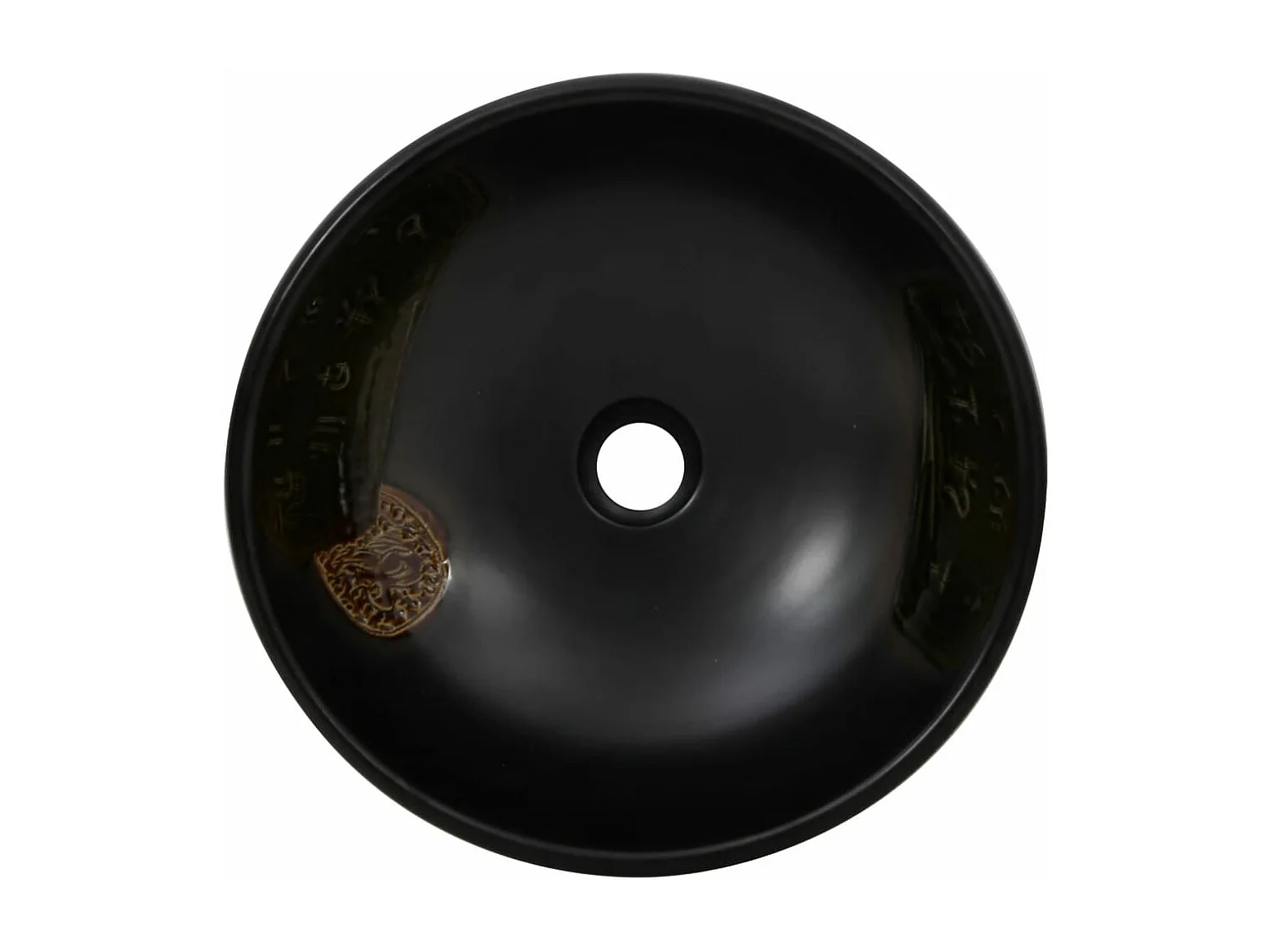 Lavabo da appoggio rotondo nero Φ41x14 cm in ceramica