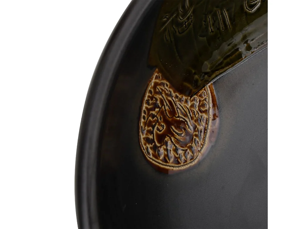 Vasque à poser noir rond Φ41x14 cm céramique