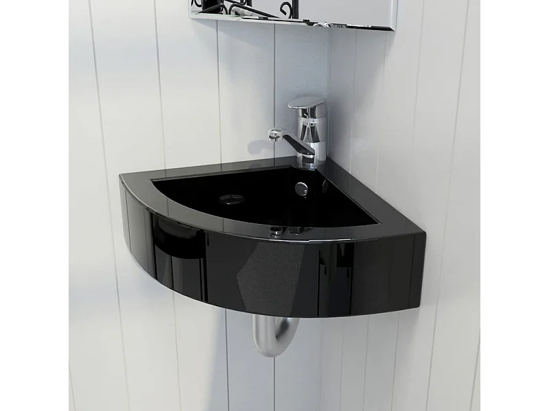 Lavabo avec trou de trop-plein 45x32x12,5 cm Noir