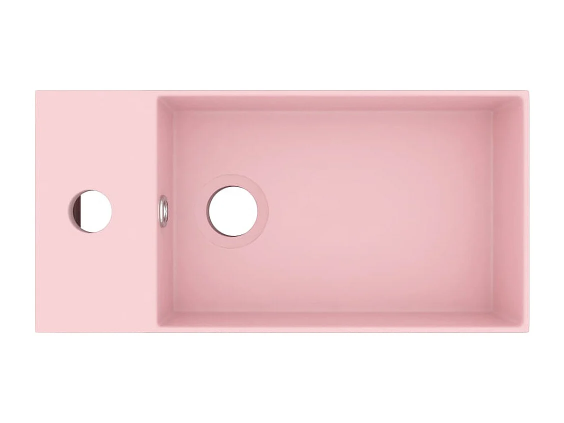 Lavabo da bagno con troppopieno in Ceramica Rosa