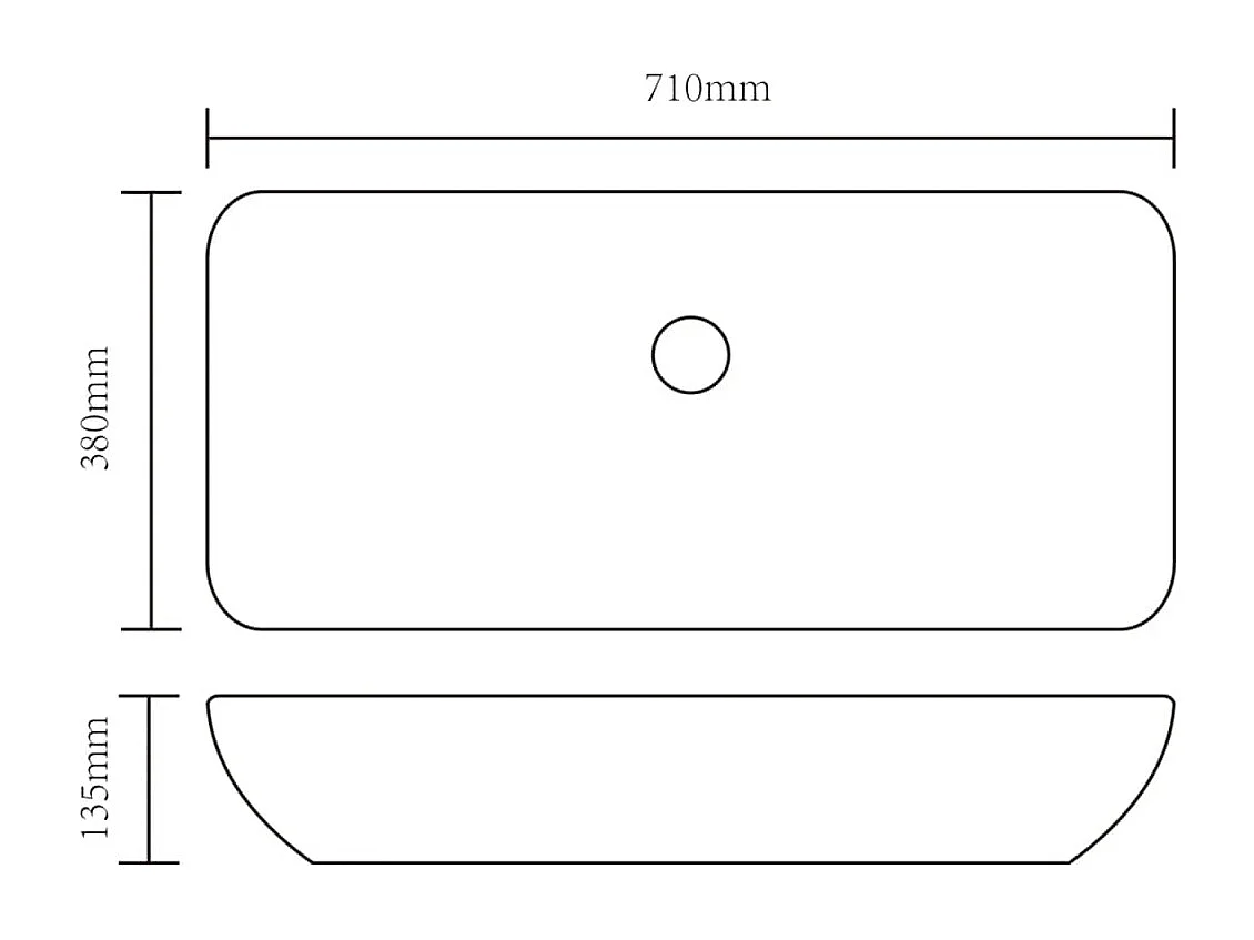 Fregadero rectangular de cerámica blanca 71 x 39 cm