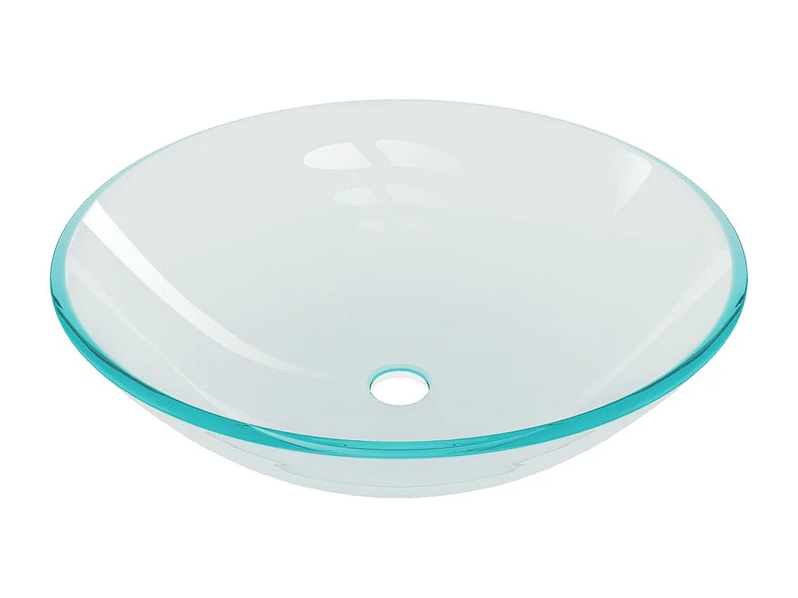 Lavabo de bain avec robinet et drain à poussoir Verre trempé