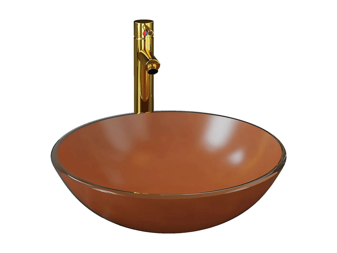 Lavabo de bain avec robinet et drain à poussoir Verre trempé