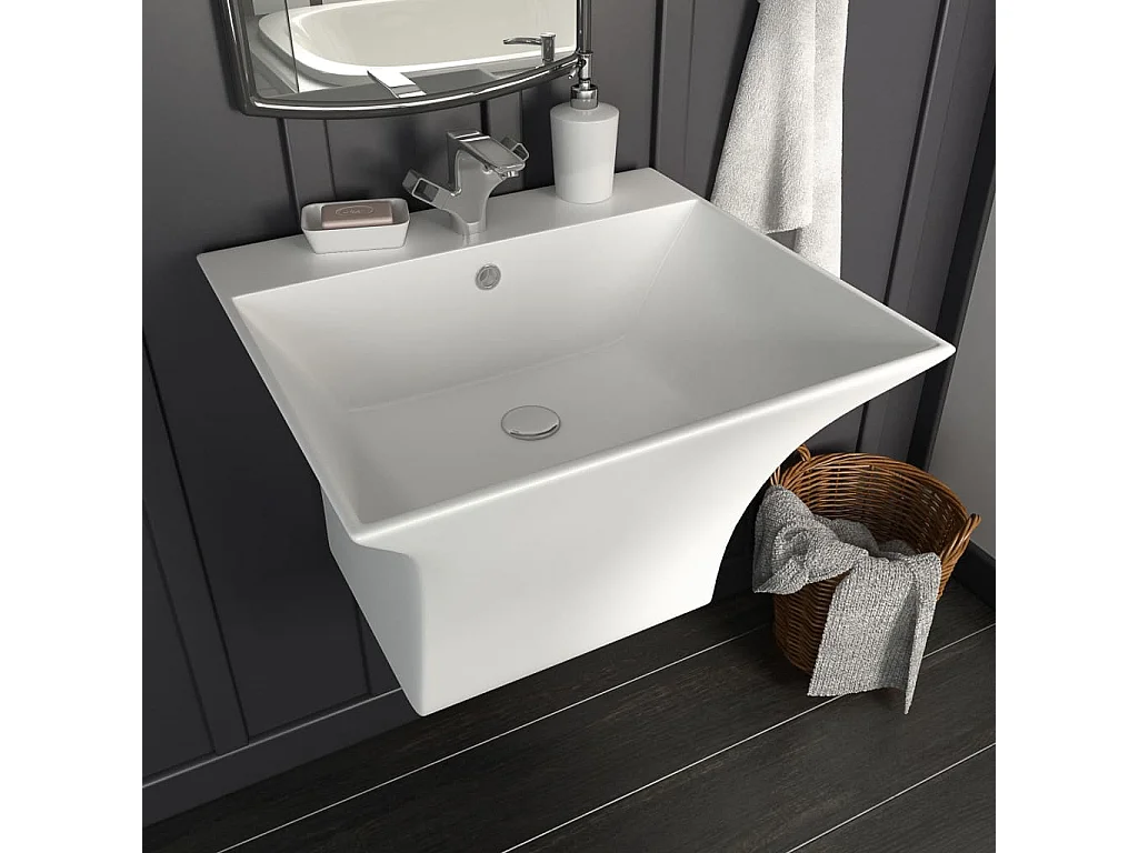 Lavabo mural Céramique Blanc 500 x 450 x 410 mm