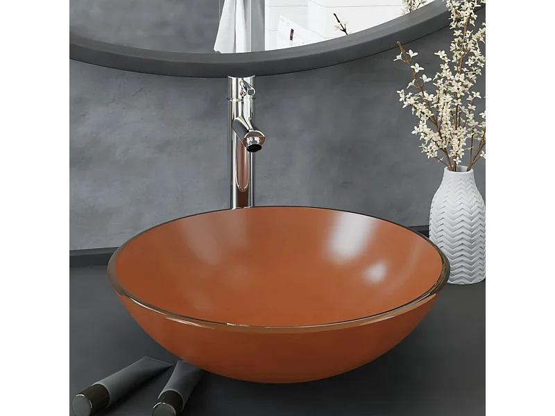 Lavabo vasca con rubinetto e piletta push-pull In vetro temperato