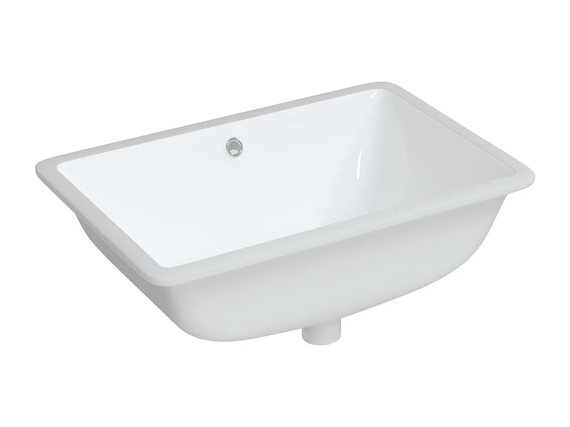 Weißes Waschbecken aus rechteckiger Keramik, 60 x 40 x 21 cm