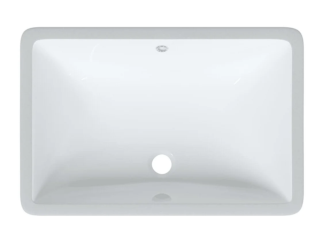 Weißes Waschbecken aus rechteckiger Keramik, 60 x 40 x 21 cm