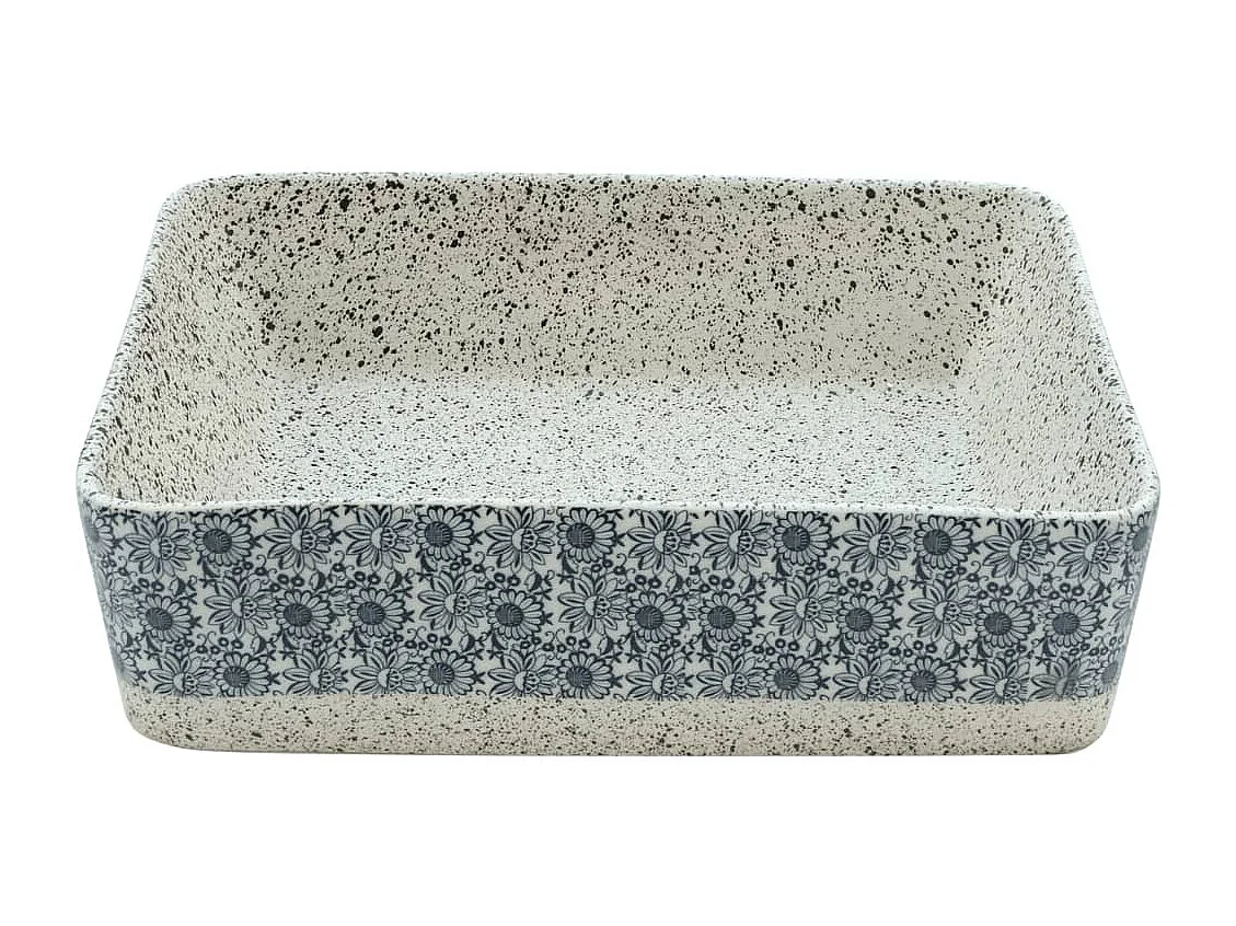 Vasque à poser gris/bleu rectangulaire 46x35,5x13 cm céramique