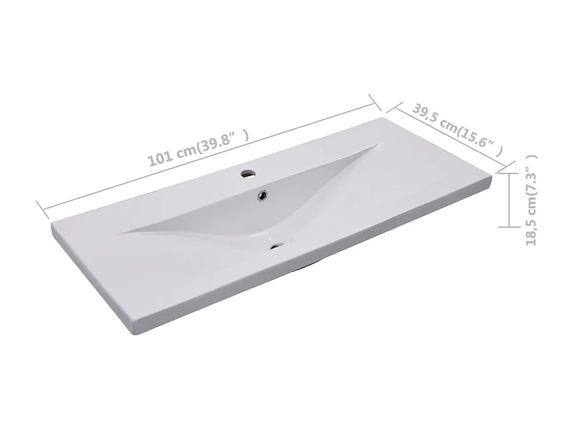 Fregadero encastrable 101 x 39,5 x 18,5 cm Cerámica Blanco