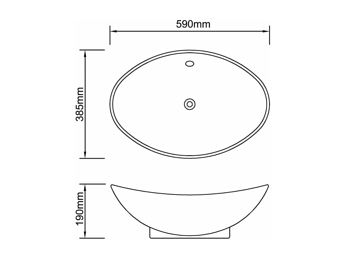Lavabo ovale en céramique avec trop plein 59 x 38,5 cm