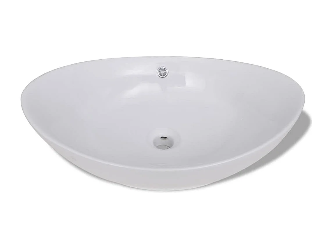 Lavabo ovale en céramique avec trop plein 59 x 38,5 cm