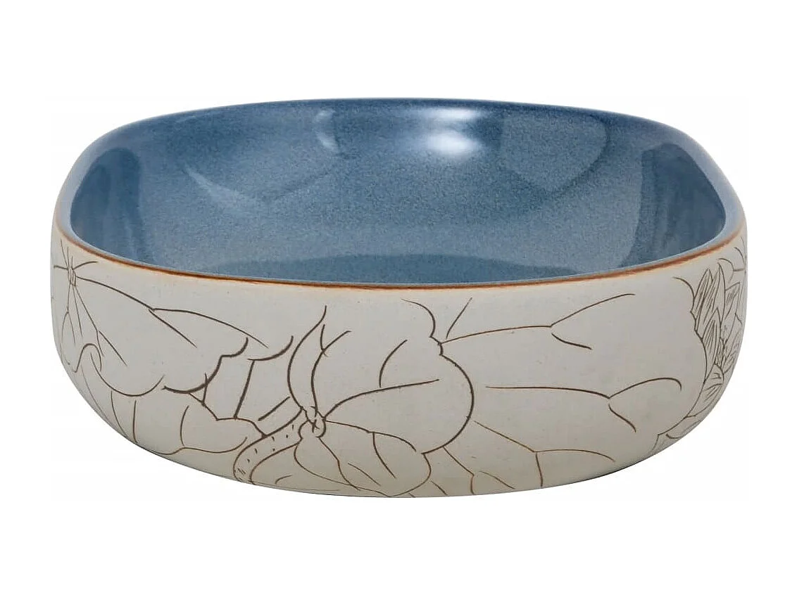 Vasque à poser sable et bleu ovale 59x40x14 cm céramique