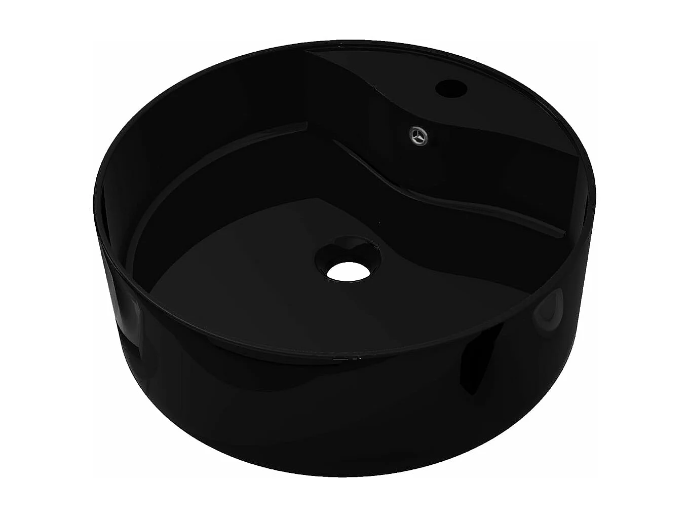 Vasque rond à trou robinet/trop-plein céramique pour salle de bain