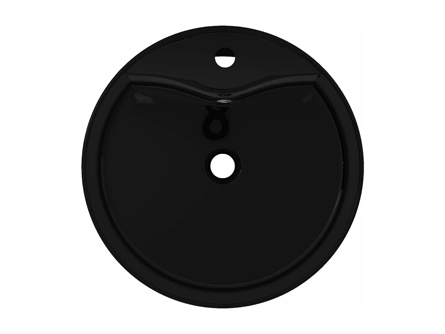 Vasque rond à trou robinet/trop-plein céramique pour salle de bain