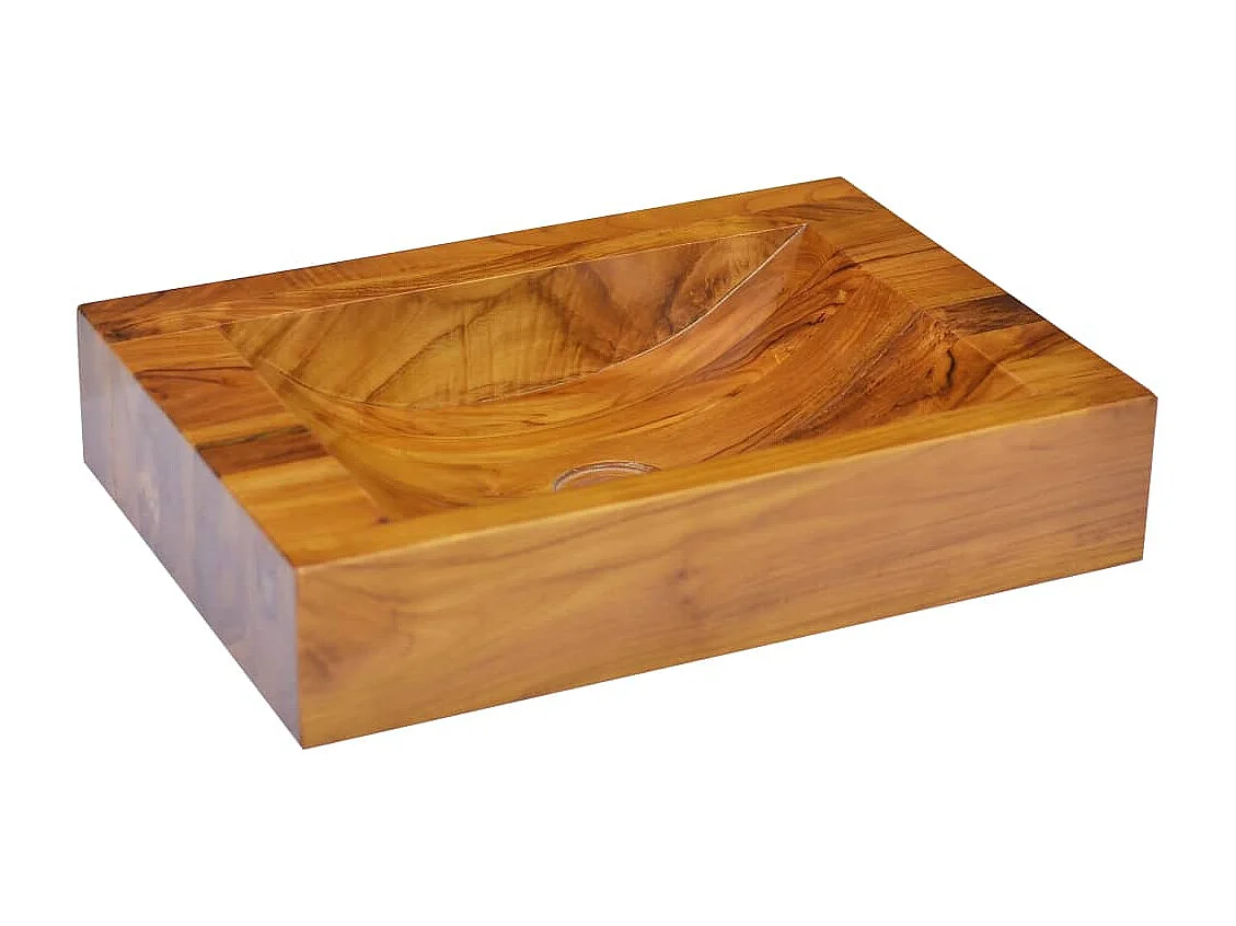 Lavabo in legno massello di teak 50x35x10 cm