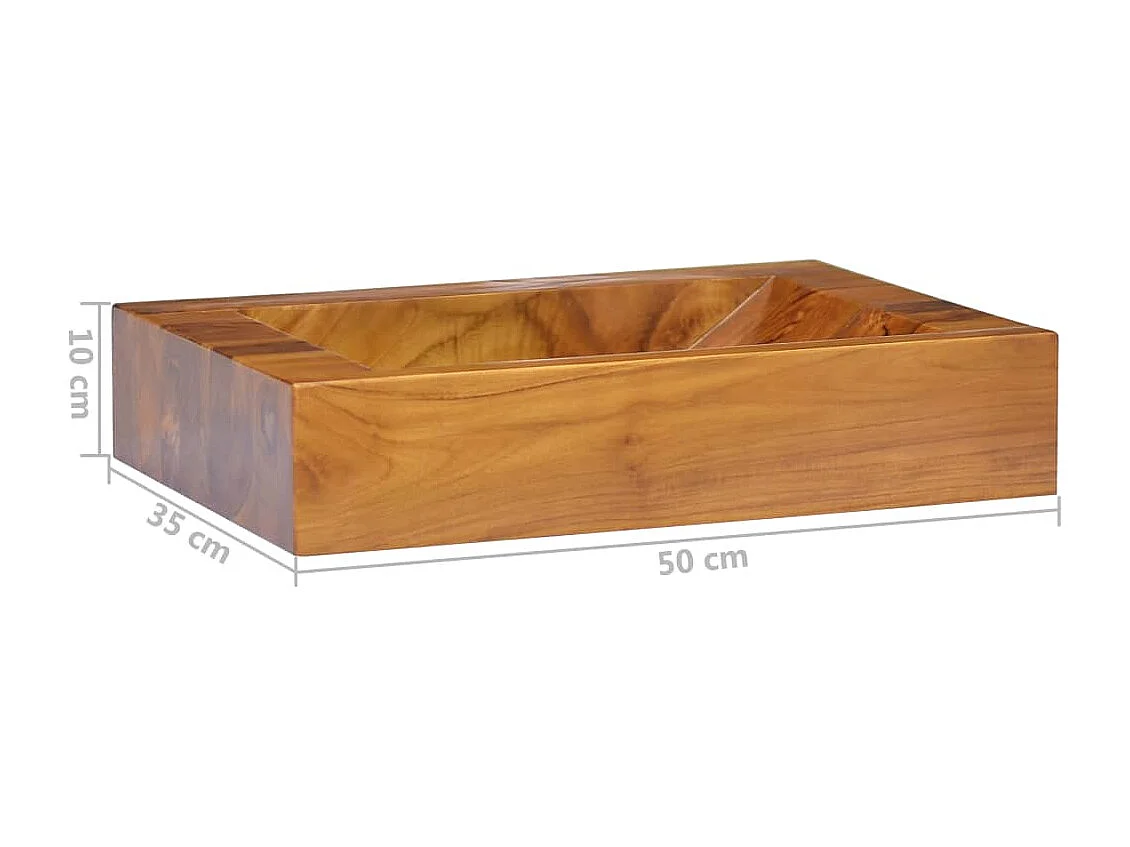 Lavabo in legno massello di teak 50x35x10 cm