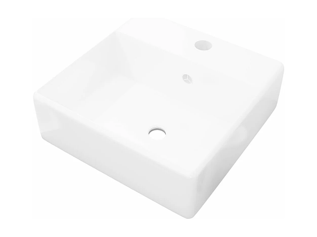 Pia luxuosa quadrada de cerâmica com transbordamento 41 x 41 cm