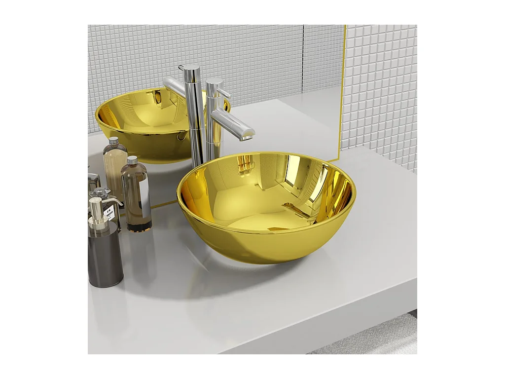 Lavabo 28 x 10 cm Céramique Doré