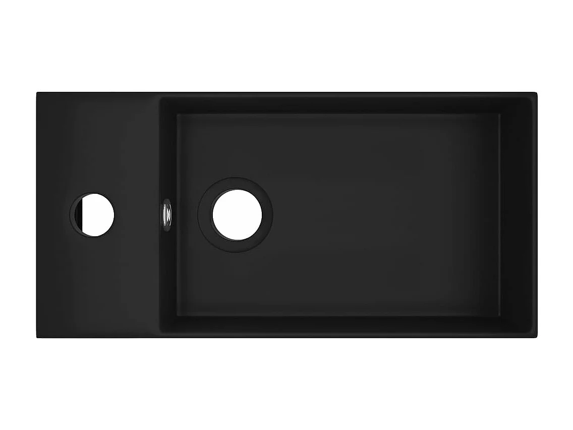 Lavabo de salle de bain avec trop-plein Céramique Noir mat