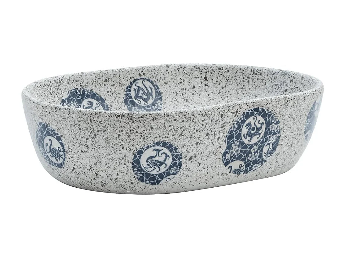 Vasque à poser gris et bleu ovale 47x33x13 cm céramique