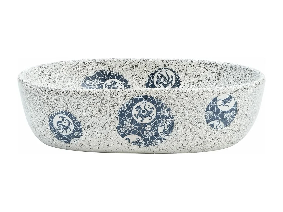 Vasque à poser gris et bleu ovale 47x33x13 cm céramique